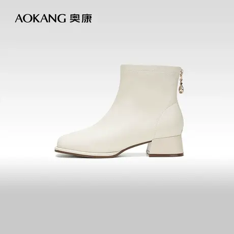 【门店发货】奥康女鞋 冬季新款简约大气通勤短靴百搭及踝靴商品大图