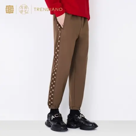 TRENDIANO官方潮牌「宫」联名系列秋季针织宫字提花束脚休闲裤男商品大图