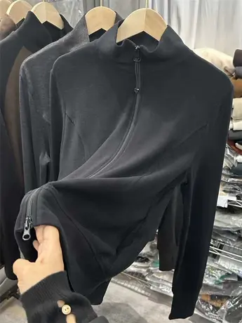 好品拉链卫衣女秋冬双面绒新款设计立领百搭休闲开衫外套T恤打底商品大图