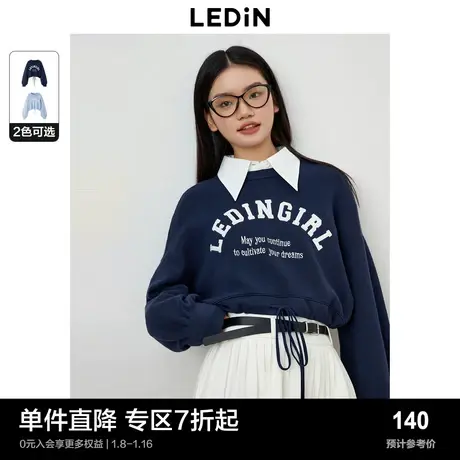 乐町新品美式复古短款小上衣女秋季新款女装圆领长袖针织毛衣图片