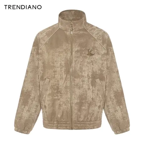 TRENDIANO亮光提花立领外套2024年春季新款时尚立领宽松上衣男潮商品大图