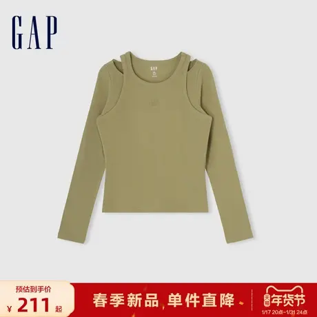 Gap女装2024春季新款设计感假两件长袖针织衫柔软亲肤上衣430370图片