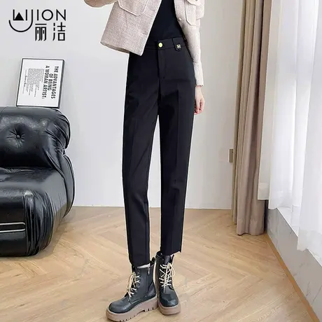 黑色西装裤女春秋2024新款垂感大码小脚九分裤职业休闲直筒烟管裤商品大图