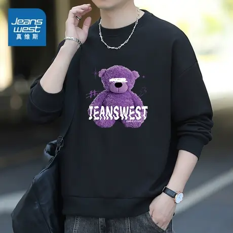 EI真维斯男装2023冬季新款 简约时尚休闲百搭日常舒适圆领卫衣商品大图