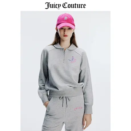 Juicy Couture橘滋卫衣女春季新款美式休闲宽松套装长袖翻领上衣图片