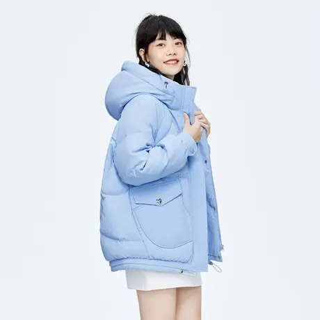雪中飞鸭绒2023冬季新款时尚连帽休闲显瘦宽松防寒保暖女士羽绒服商品大图