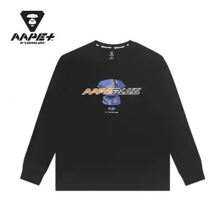 AAPE+运动男装秋冬猿颜迷彩印花图案字母圆领休闲长袖T恤0852XXH商品大图