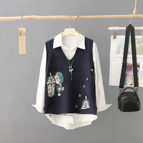 秋装2023年新款韩版短款套头学生针织背心女宽松马夹外穿坎肩马甲图片