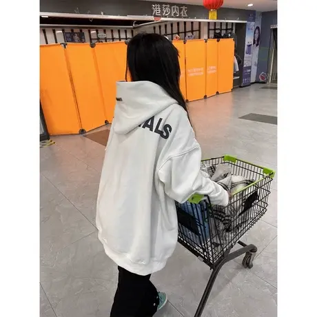 oversize美式连帽卫衣女春秋季薄款2023新款宽松慵懒风上衣小个子图片