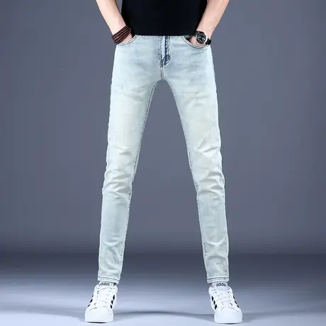 男士做旧复古牛仔裤男款秋款薄款修身小脚裤子男紧身夏天2023新款图片