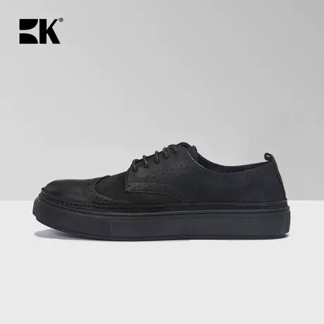 BK伯帝酷奇秋季休闲皮鞋男透气布洛克板鞋男英伦雕花复古潮皮鞋子图片