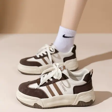 复古德训鞋女2024春季新款学生板鞋ins超火网红运动鞋真皮阿甘鞋图片
