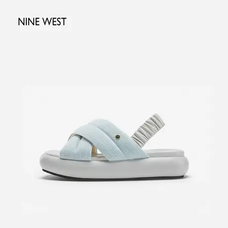 Nine West/玖熙复古方头沙滩拖鞋2024年夏季新款厚底面包鞋凉鞋女图片
