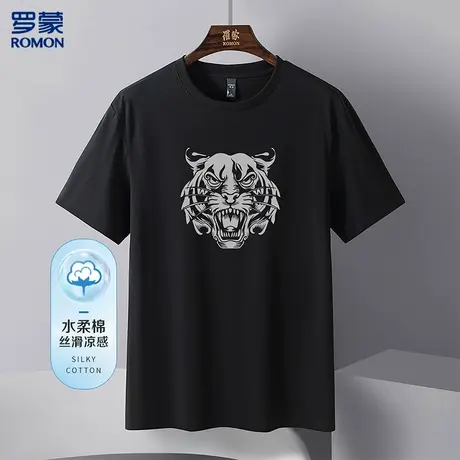 罗蒙虎头t恤男短袖夏季舒适冰丝棉短袖t恤男百搭男士t恤短袖男图片