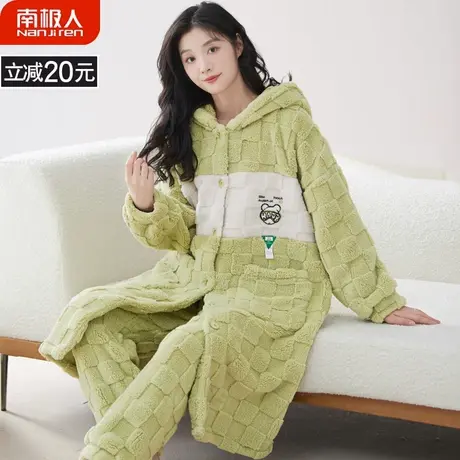 睡衣冬季女款珊瑚绒加绒加厚冬天法兰绒浴袍孕妇秀洁睡袍秋冬款女商品大图
