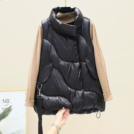 2023春秋装欧货羽绒棉马甲立领时尚大码宽松休闲羽绒棉马夹女坎肩商品大图