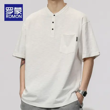 罗蒙夏季Polo衫男短袖t恤男士半袖潮牌大码2023新款男装体恤男款图片