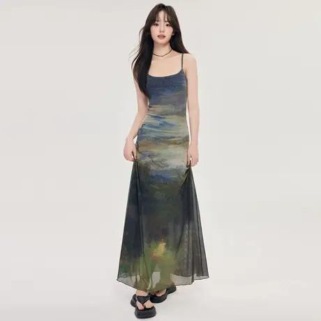【丛林夜色】尔给显瘦夏季气质小众设计吊带连衣裙女2024新款裙子图片