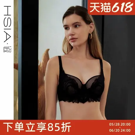【艺术叶片】遐超薄内衣女春夏蕾丝双杯面防下垂聚拢大胸显小文胸图片