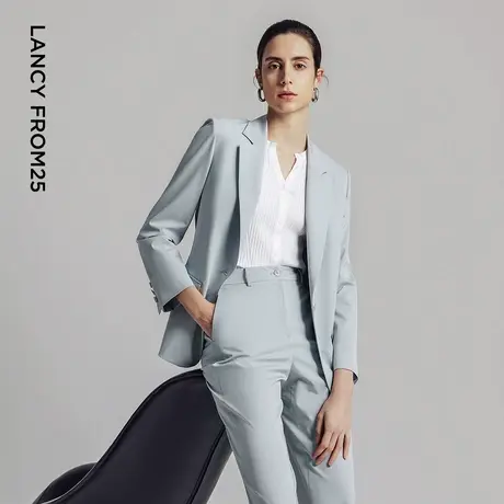 朗姿2025年夏季新款平驳领轻商务西装外套职业时尚通勤高端西服女图片