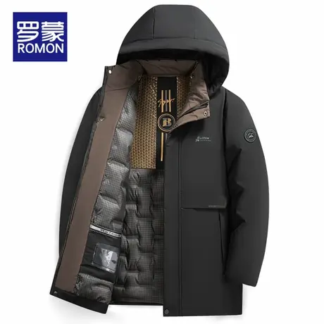 罗蒙棉衣男中长款冬季2025新款中年爸爸冬装棉服外套加厚连帽上衣商品大图