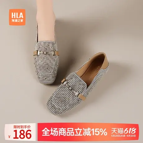 HLA/海澜之家平底软底乐福鞋女款2025新款妈妈小皮鞋单鞋一脚蹬女商品大图