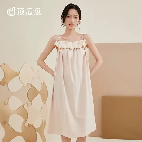 顶瓜瓜极简静奢可外穿顶呱呱5A抑菌女士甜美高弹薄款纯色吊带睡裙商品大图