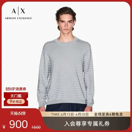 ARMANI EXCHANGE/阿玛尼男士人造棉圆领套头长袖休闲针织衫官方商品大图