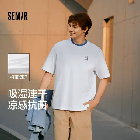 森马大力水手联名短袖T恤男吸湿速干绣花情侣装夏季凉感抗菌上衣图片