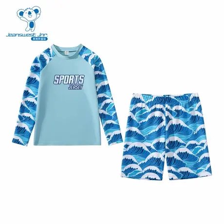 PV真维斯男童装 2025秋季新款卡通波浪字母印花时尚男童套装泳衣图片