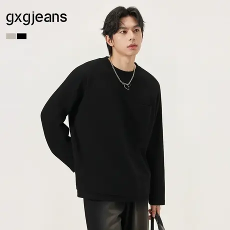 gxg.jeans男装 多色假两件潮流时尚宽松卫衣男生上衣 25年秋新品商品大图