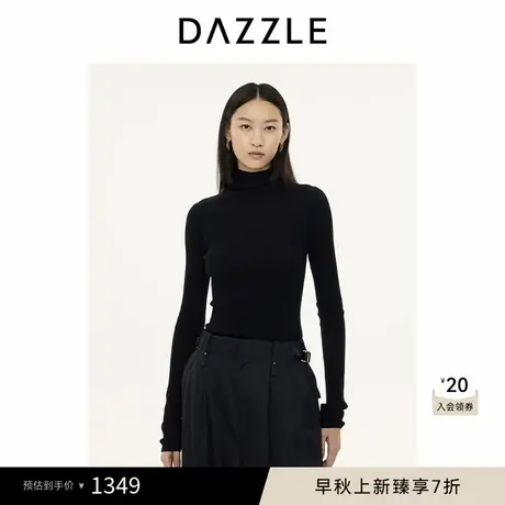 DAZZLE 地素毛针织衫24冬黑色针织高领打底衫商品大图