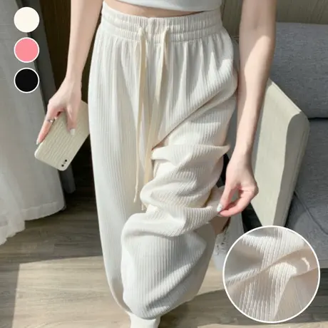 白色阔腿裤子女夏季薄2025款高腰垂感宽松休闲慵懒直筒窄版速干裤商品大图