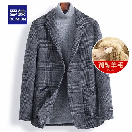 【双面呢】罗蒙男士呢子外套2025秋冬新款羊毛保暖短款毛呢西服男图片