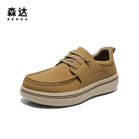 森达休闲鞋男2025冬季新款简约一脚蹬厚底舒适单鞋QJ045DM5商品大图