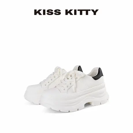 【呼呼专享】KISSKITTY小白鞋女百搭休闲鞋厚底增高小个子松糕鞋商品大图