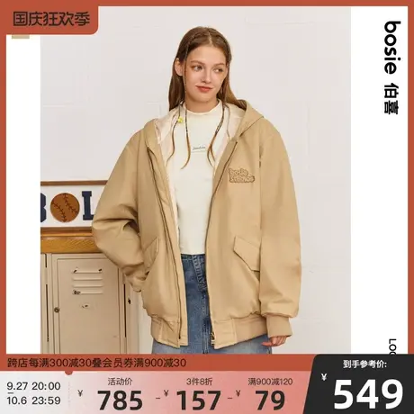 bosie2023冬季新款连帽轻薄棉服男情侣百搭无性别宽松落肩袖外套商品大图