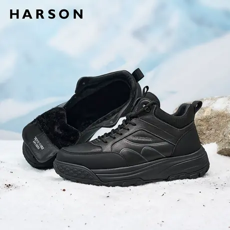哈森冬季男鞋加绒加厚靴子2025新款东北真皮爸爸棉鞋男士休闲鞋子商品大图