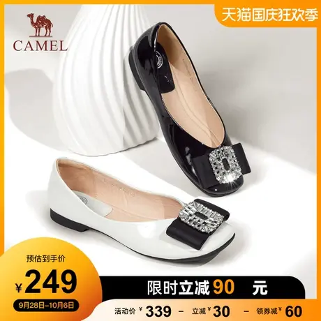 骆驼女鞋2023秋季新款百搭软底通勤鞋女乐福鞋真皮浅口平底单鞋女图片