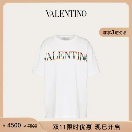 【限时优惠】华伦天奴VALENTINO女士刺绣平纹针织T恤商品大图
