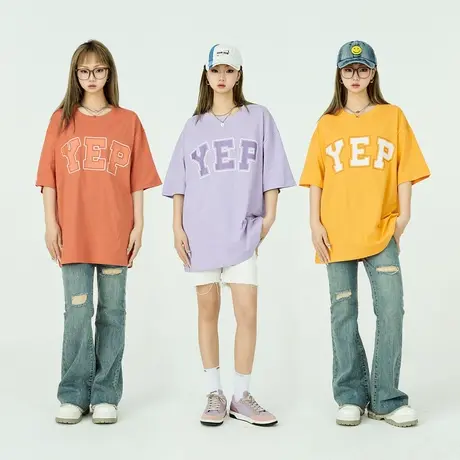 YEP夏装2023新款设计感休闲百搭基础圆领短袖T恤女打底衫上衣体恤商品大图