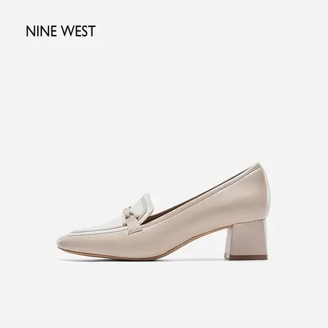 Nine West/玖熙方头单鞋气质春新款高跟鞋粗跟优雅气质通勤女鞋图片