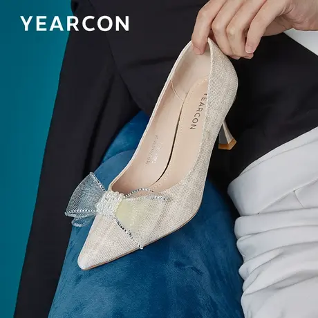 意尔康高跟鞋女设计感小众气质名媛2024春春新款尖头细跟浅口单鞋图片