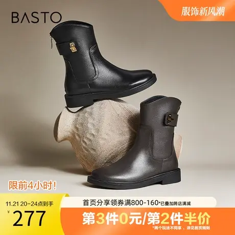 百思图奥莱冬季新款商场同款时尚潮流通勤粗跟时装靴女靴TJV43DZ2图片