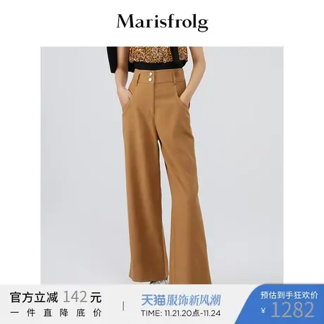 【商场同款】玛丝菲尔冬季新款卡其色阔腿裤休闲裤裤子女商品大图