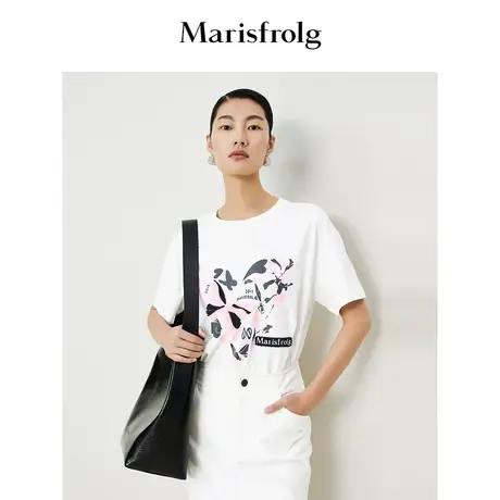 【科技花香面料】玛丝菲尔2023年夏季新款艺术感周年限定短袖T恤商品大图