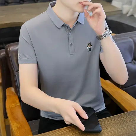 polo衫男士夏季新款男装高端翻领短袖t恤带领保罗体恤衫薄款上衣T商品大图