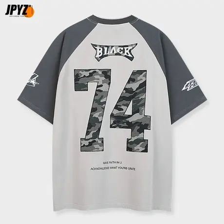 夏季潮牌个性字母重磅纯棉短袖t恤男美式设计感宽松街头打底上衣图片