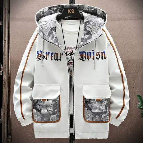 工装外套男春秋款潮牌宽松休闲机能夹克男连帽帅气百搭秋季冲锋衣商品大图