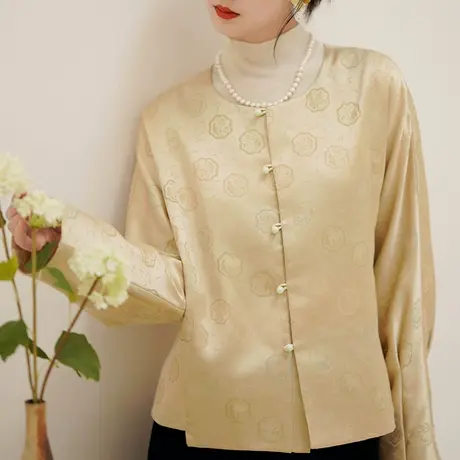 素飞新中式女装上衣改良唐装秋季新款日常百搭织锦提花外套SU4978图片